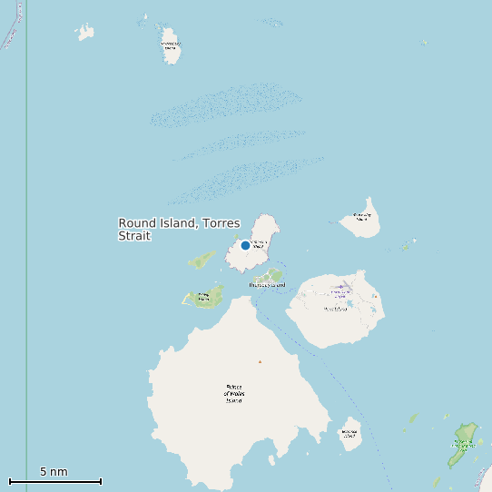 Map of Round Island, Torres Strait Tide Prediction Station