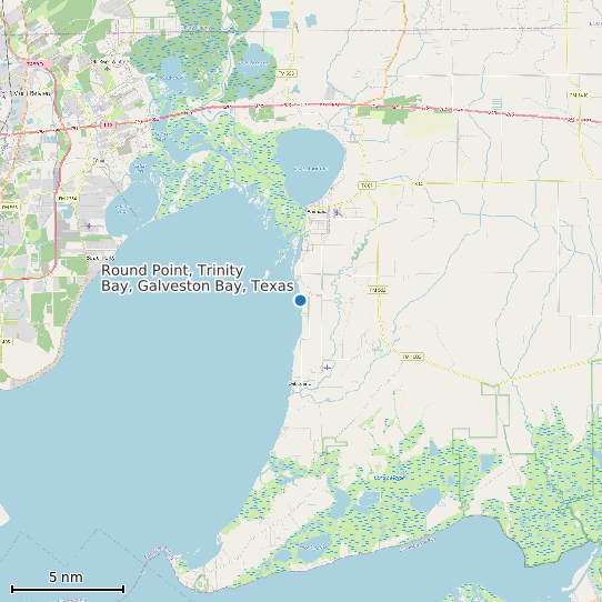 Map of Round Point, Trinity Bay, Galveston Bay, Texas Tide Prediction Station