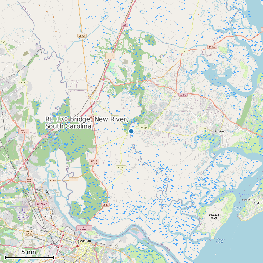 Map of Rt. 170 bridge, New River, South Carolina Tide Prediction Station