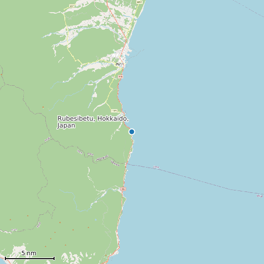 Map of Rubesibetu, Hokkaido, Japan Tide Prediction Station