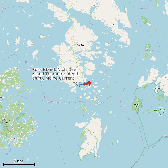 Map of Russ Island, N of, Deer Island Thorofare (depth 14 ft), Maine Current Prediction Station