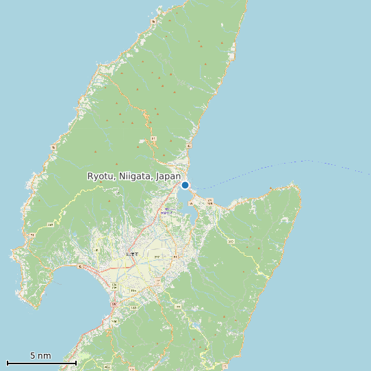 Map of Ryotu, Niigata, Japan Tide Prediction Station