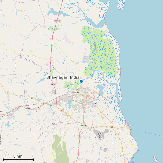 Map of Bhavnagar, India Tide Prediction Station