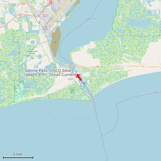 Map of Sabine Pass, USCG base (depth 4 ft), Texas Current Prediction Station