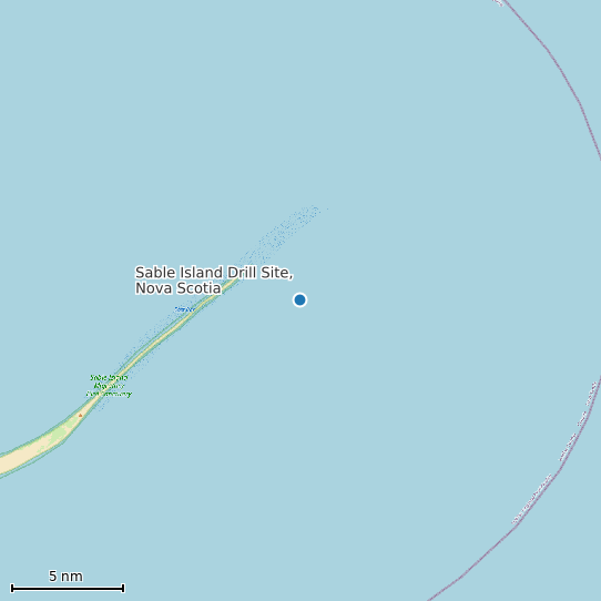 Map of Sable Island Drill Site, Nova Scotia Tide Prediction Station