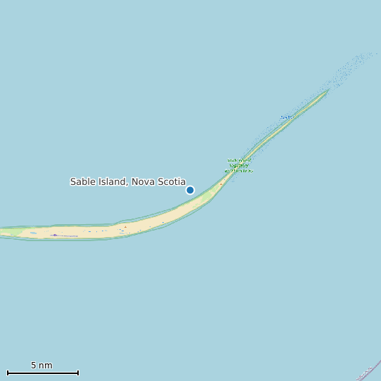Map of Sable Island, Nova Scotia Tide Prediction Station