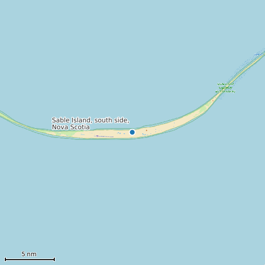 Map of Sable Island, south side, Nova Scotia Tide Prediction Station