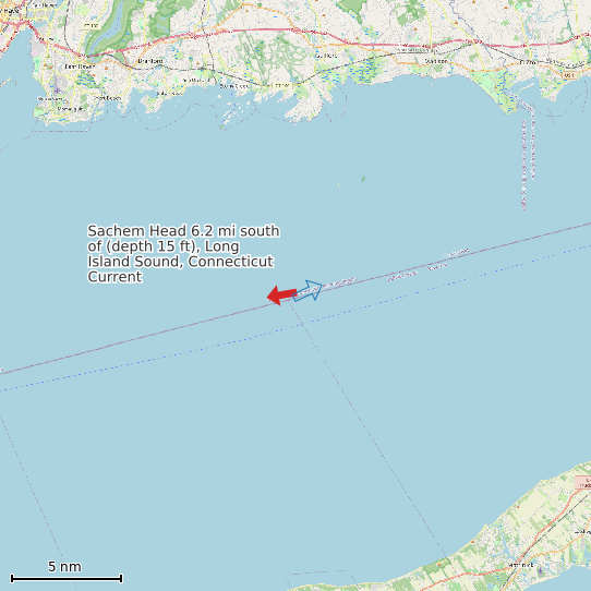Map of Sachem Head 6.2 mi south of (depth 15 ft), Long Island Sound, Connecticut Current Prediction Station