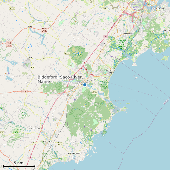 Map of Biddeford, Saco River, Maine Tide Prediction Station