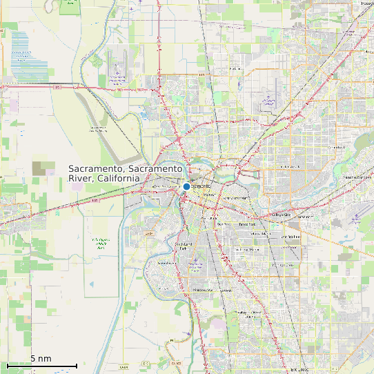 Map of Sacramento, Sacramento River, California Tide Prediction Station