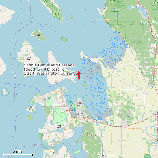 Map of Saddle Bag Island Passage (depth 67 ft), Rosario Strait, Washington Current Prediction Station