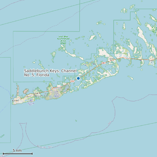 Map of Saddlebunch Keys, Channel No. 5, Florida Tide Prediction Station