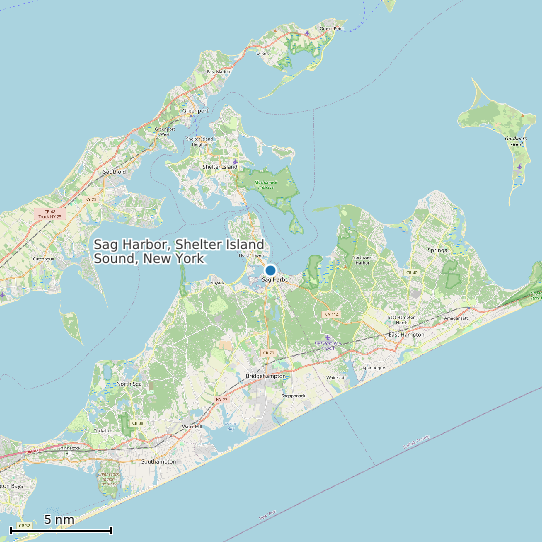 Map of Sag Harbor, Shelter Island Sound, New York Tide Prediction Station