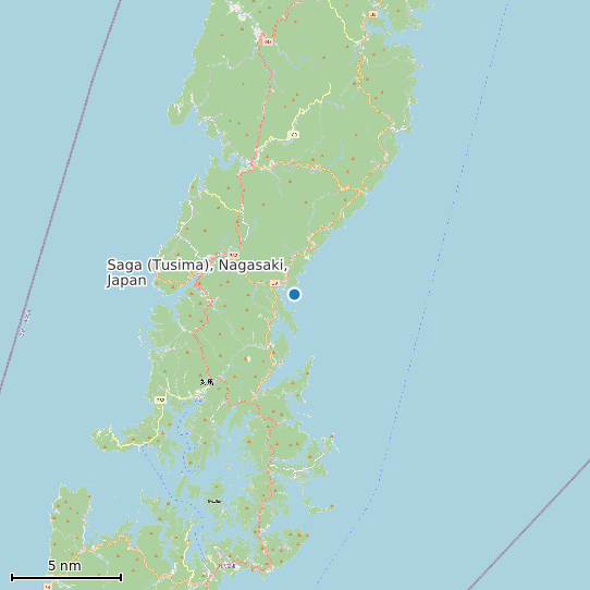 Map of Saga (Tusima), Nagasaki, Japan Tide Prediction Station