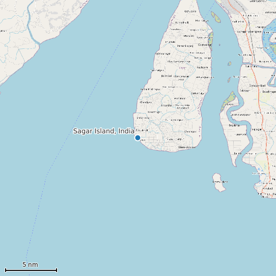 Map of Sagar Island, India Tide Prediction Station