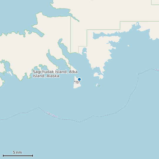 Map of Sagchudak Island, Atka Island, Alaska Tide Prediction Station