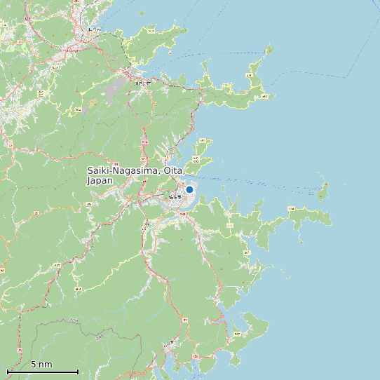 Map of Saiki-Nagasima, Oita, Japan Tide Prediction Station