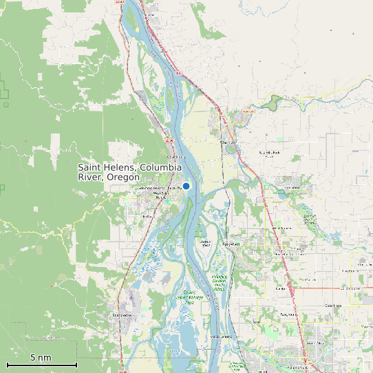 Map of Saint Helens, Columbia River, Oregon Tide Prediction Station