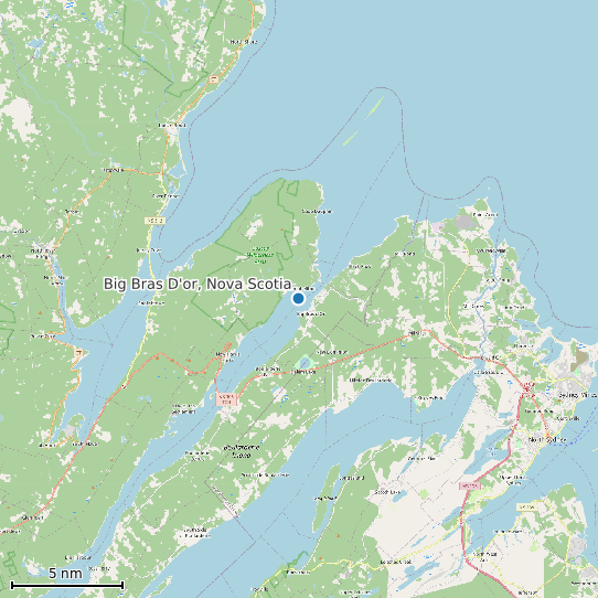 Map of Big Bras D'or, Nova Scotia Tide Prediction Station