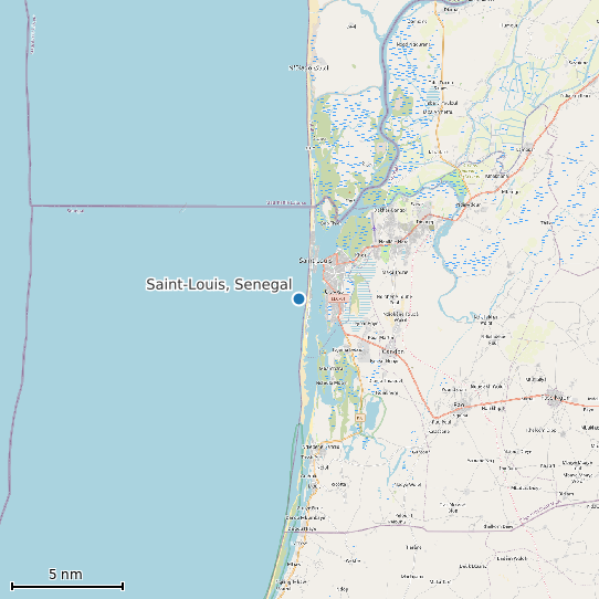 Map of Saint-Louis, Senegal Tide Prediction Station