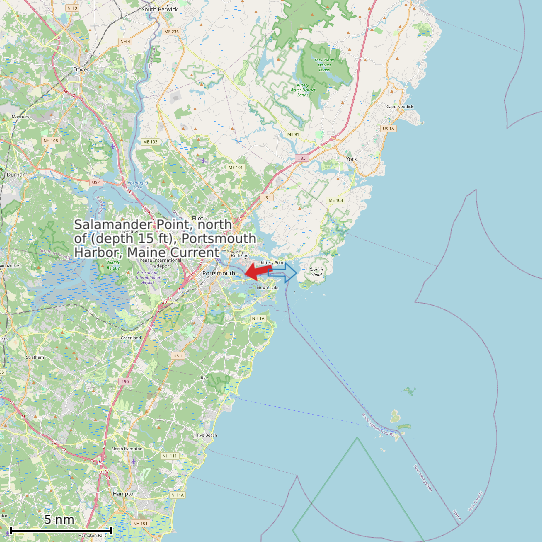 Map of Salamander Point, north of (depth 15 ft), Portsmouth Harbor, Maine Current Prediction Station