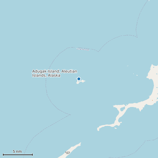 Map of Adugak Island, Aleutian Islands, Alaska Tide Prediction Station