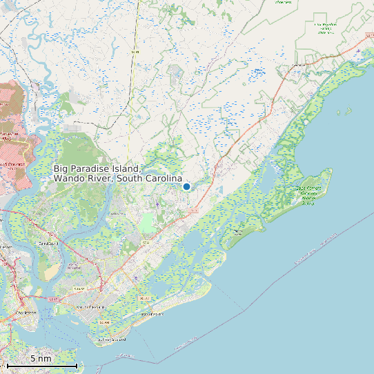 Map of Big Paradise Island, Wando River, South Carolina Tide Prediction Station