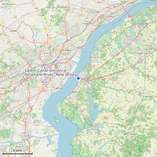 Map of Salem Canal entrance, Delaware River, New Jersey Tide Prediction Station