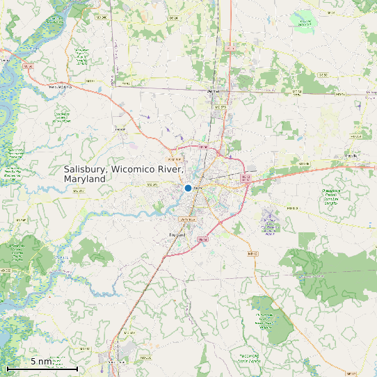 Map of Salisbury, Wicomico River, Maryland Tide Prediction Station