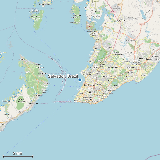 Map of Salvador, Brazil Tide Prediction Station