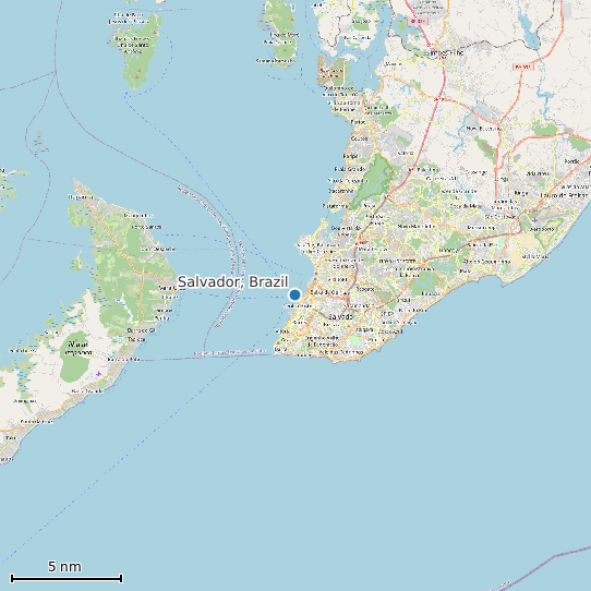 Map of Salvador, Brazil Tide Prediction Station