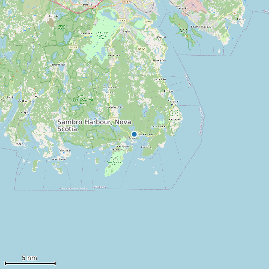 Map of Sambro Harbour, Nova Scotia Tide Prediction Station
