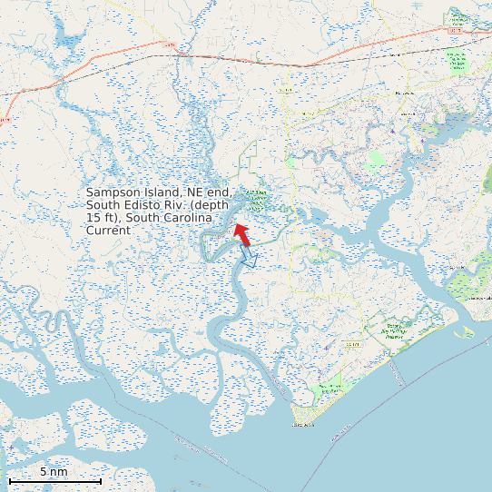 Map of Sampson Island, NE end, South Edisto Riv. (depth 15 ft), South Carolina Current Prediction Station