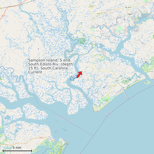 Map of Sampson Island, S end, South Edisto Riv. (depth 15 ft), South Carolina Current Prediction Station