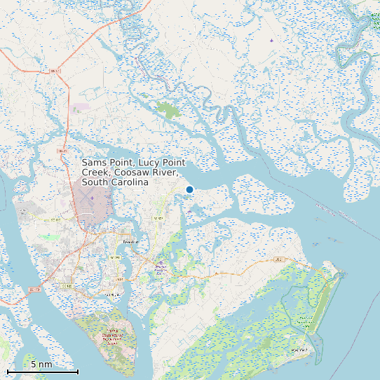 Map of Sams Point, Lucy Point Creek, Coosaw River, South Carolina Tide Prediction Station