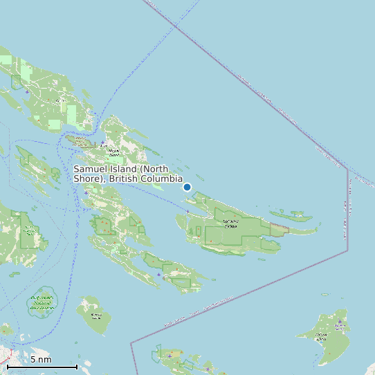Map of Samuel Island (North Shore), British Columbia Tide Prediction Station