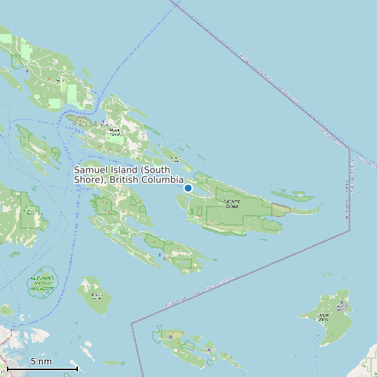 Map of Samuel Island (South Shore), British Columbia Tide Prediction Station