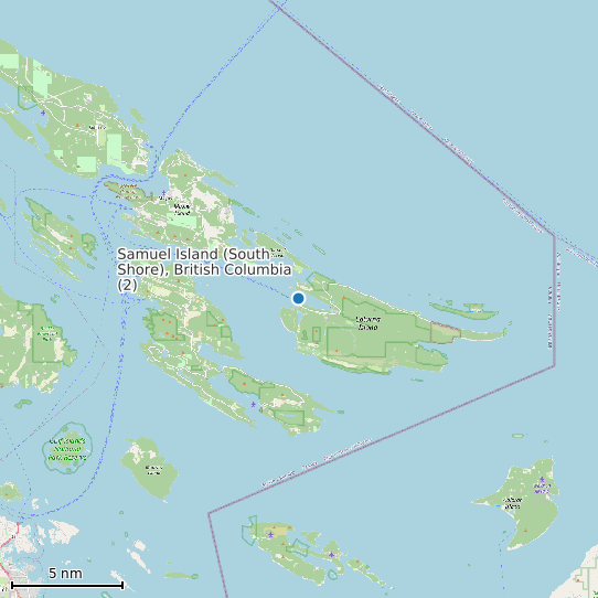 Map of Samuel Island (South Shore), British Columbia (2) Tide Prediction Station