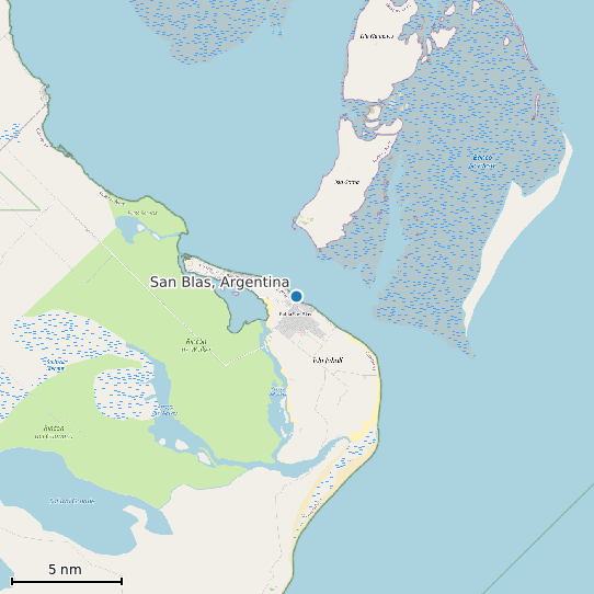 Map of San Blas, Argentina Tide Prediction Station