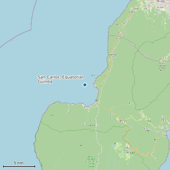 Map of San Carlos, Equatorial Guinea Tide Prediction Station