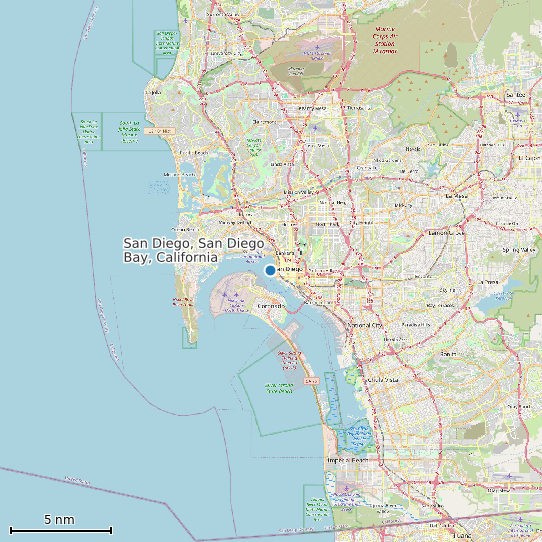 Map of San Diego, San Diego Bay, California Tide Prediction Station