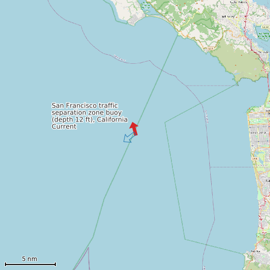 Map of San Francisco traffic separation zone buoy (depth 12 ft), California Current Prediction Station