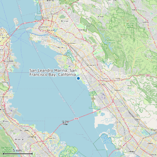 Map of San Leandro Marina, San Francisco Bay, California Tide Prediction Station