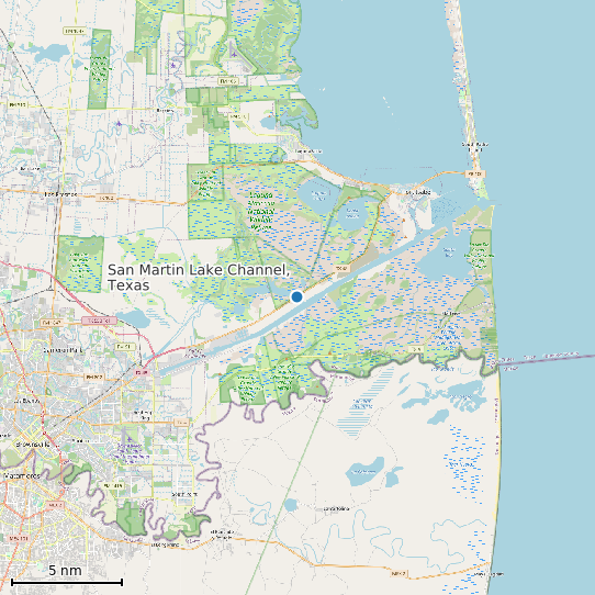 Map of San Martin Lake Channel, Texas Tide Prediction Station