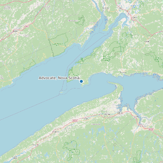 Map of Advocate, Nova Scotia Tide Prediction Station