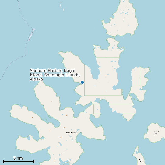 Map of Sanborn Harbor, Nagai Island, Shumagin Islands, Alaska Tide Prediction Station
