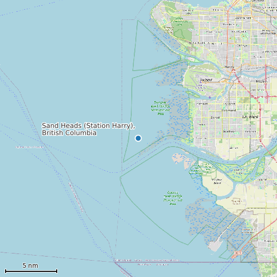 Map of Sand Heads (Station Harry), British Columbia Tide Prediction Station