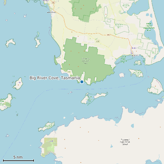 Map of Big River Cove, Tasmania Tide Prediction Station
