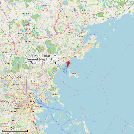 Map of Sand Point, Black Marsh Channel (depth 10 ft), Massachusetts Current Prediction Station