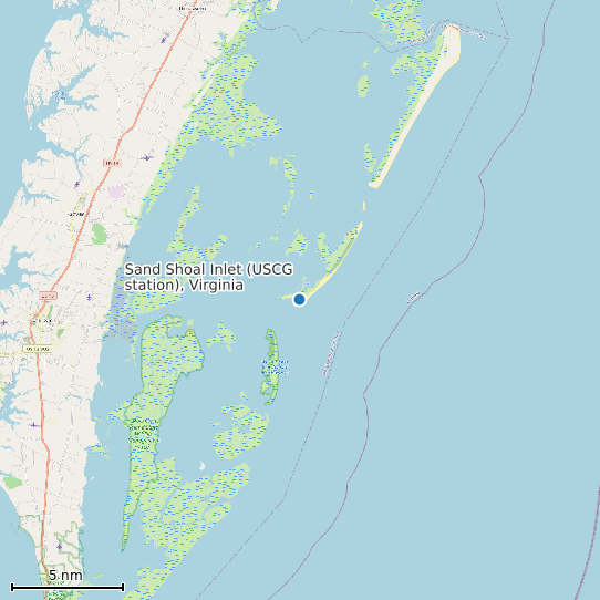 Map of Sand Shoal Inlet (USCG station), Virginia Tide Prediction Station